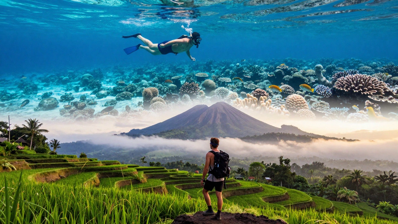 Snorkeling in Maldives vs hiking volcano in Bali