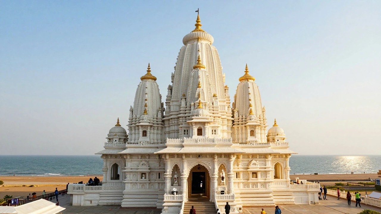 White marble Dwarkadhish Temple on the Gujarat coast