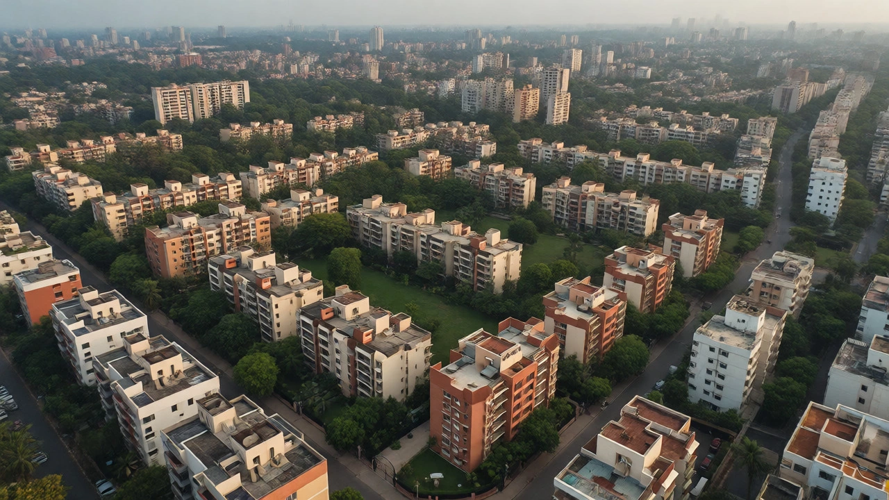 Aerial view of residential complexes in Hyderabad or Bangalore